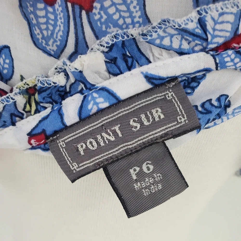 Point Sur J. Crew Ruffle Block Print Top